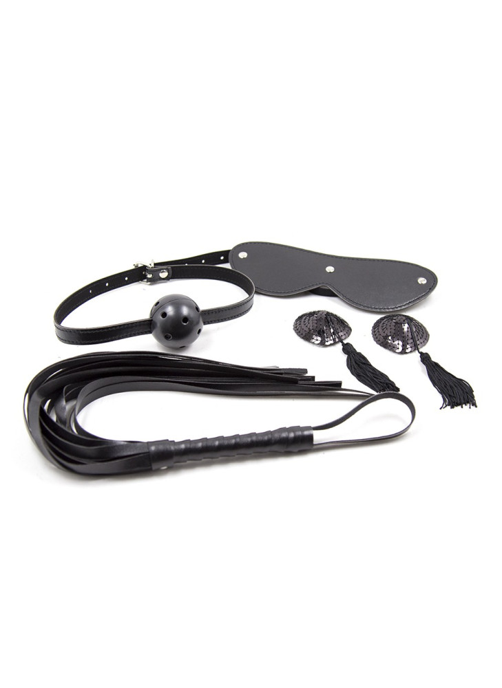 Ensemble Bondage noir - 4 pièces - 332400012